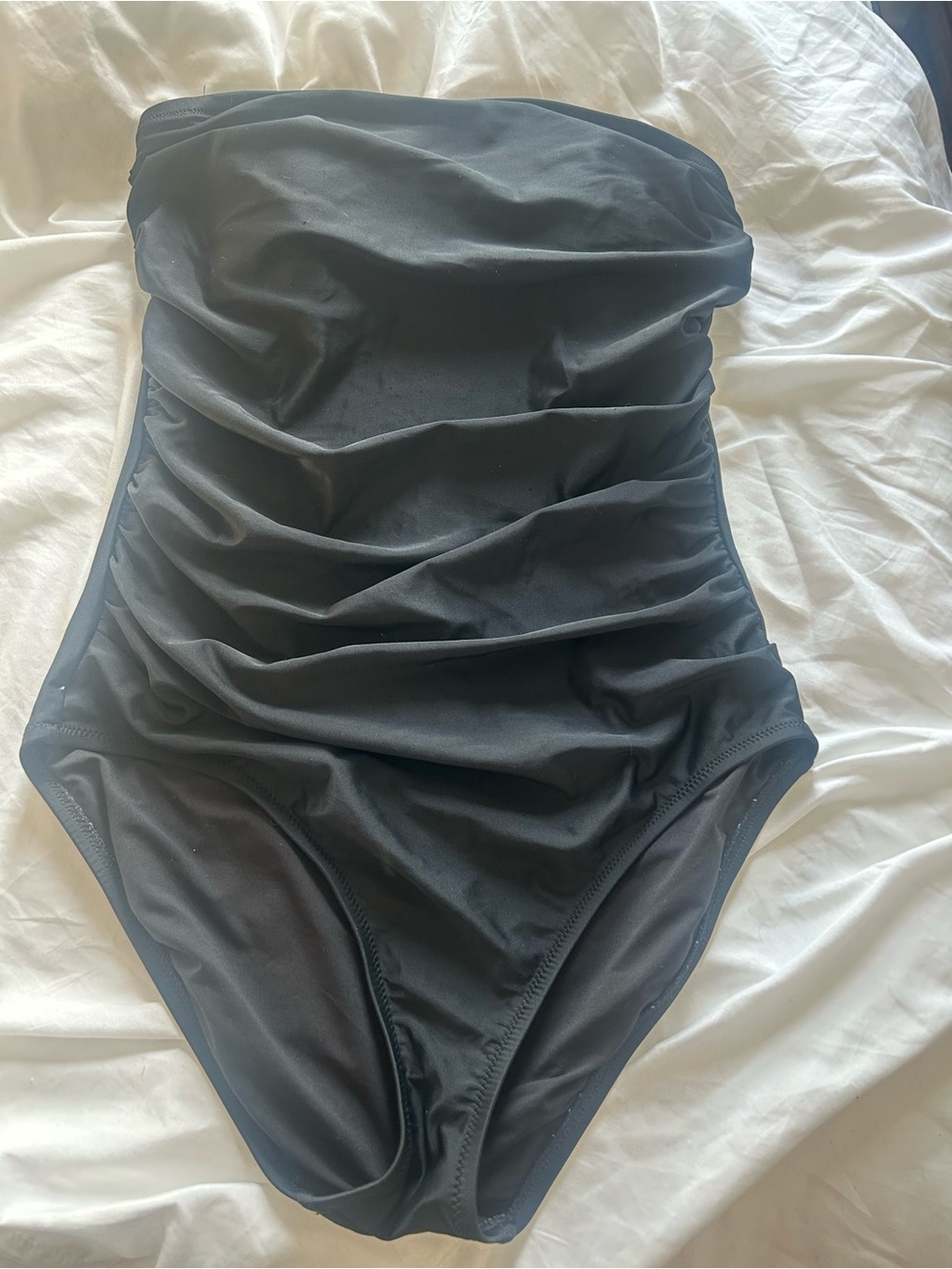 J. Crew Black Strapless Ruched One-Piece Swimsuit Medium